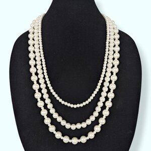 Times & True 3-Strand Adjustable Faux Pearl Necklace
